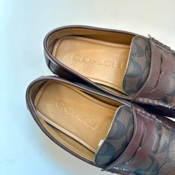 Coach Men’s Neal Driving Loafer Shoes – Brown Signature Leather – Size 7D (EU 40 - Picture 7 of 10